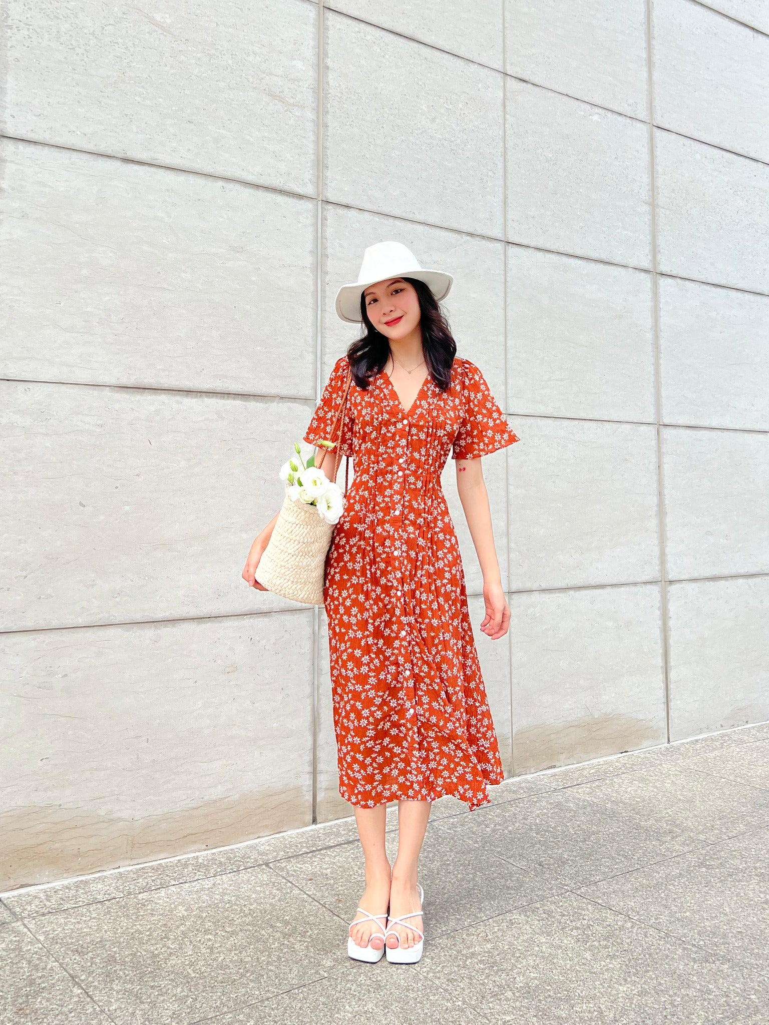 Athena Summer Flower Midi Dress - Gu Fashion Athena Summer Flower Midi Dress - Gu Fashion