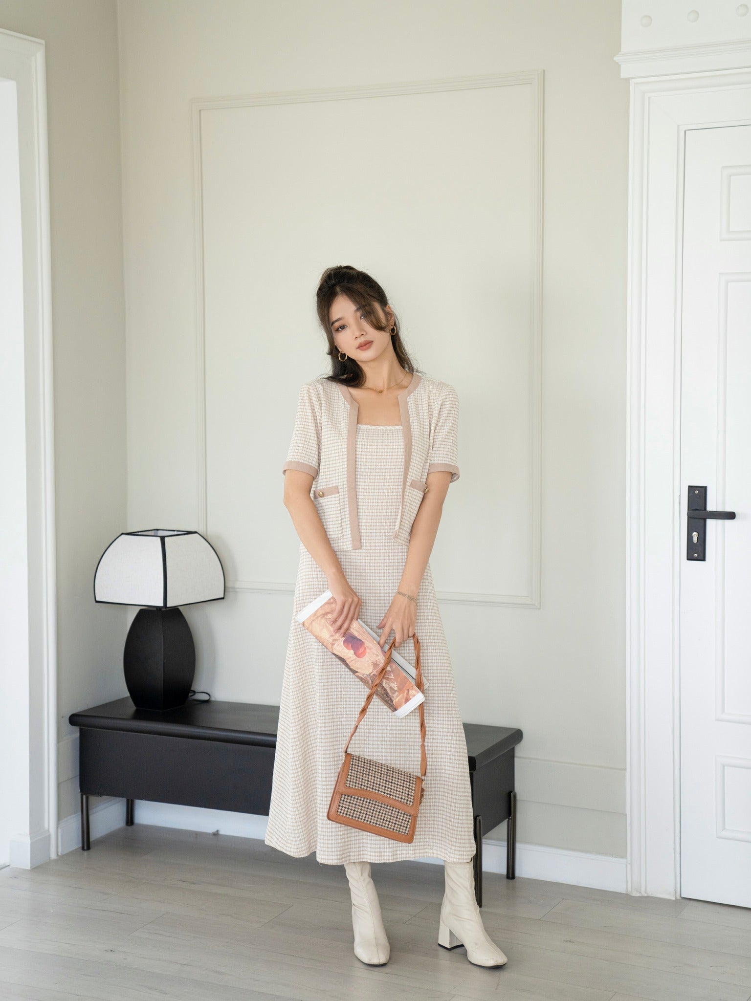 Esther Lighty Brown Full Set Tunic Dress - Gu Fashion | Vietnam Fashion Esther Lighty Brown Full Set Tunic Dress - Gu Fashion | Vietnam Fashion