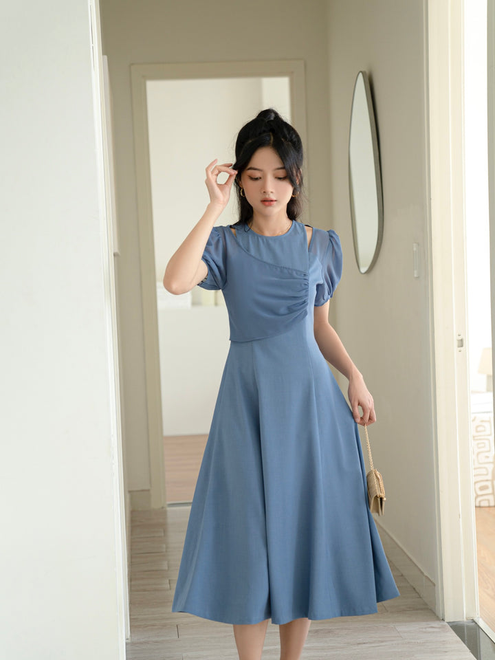 Maris Pink Buttoned A-Line Dress - Gu Fashion | Vietnam Fashion Style