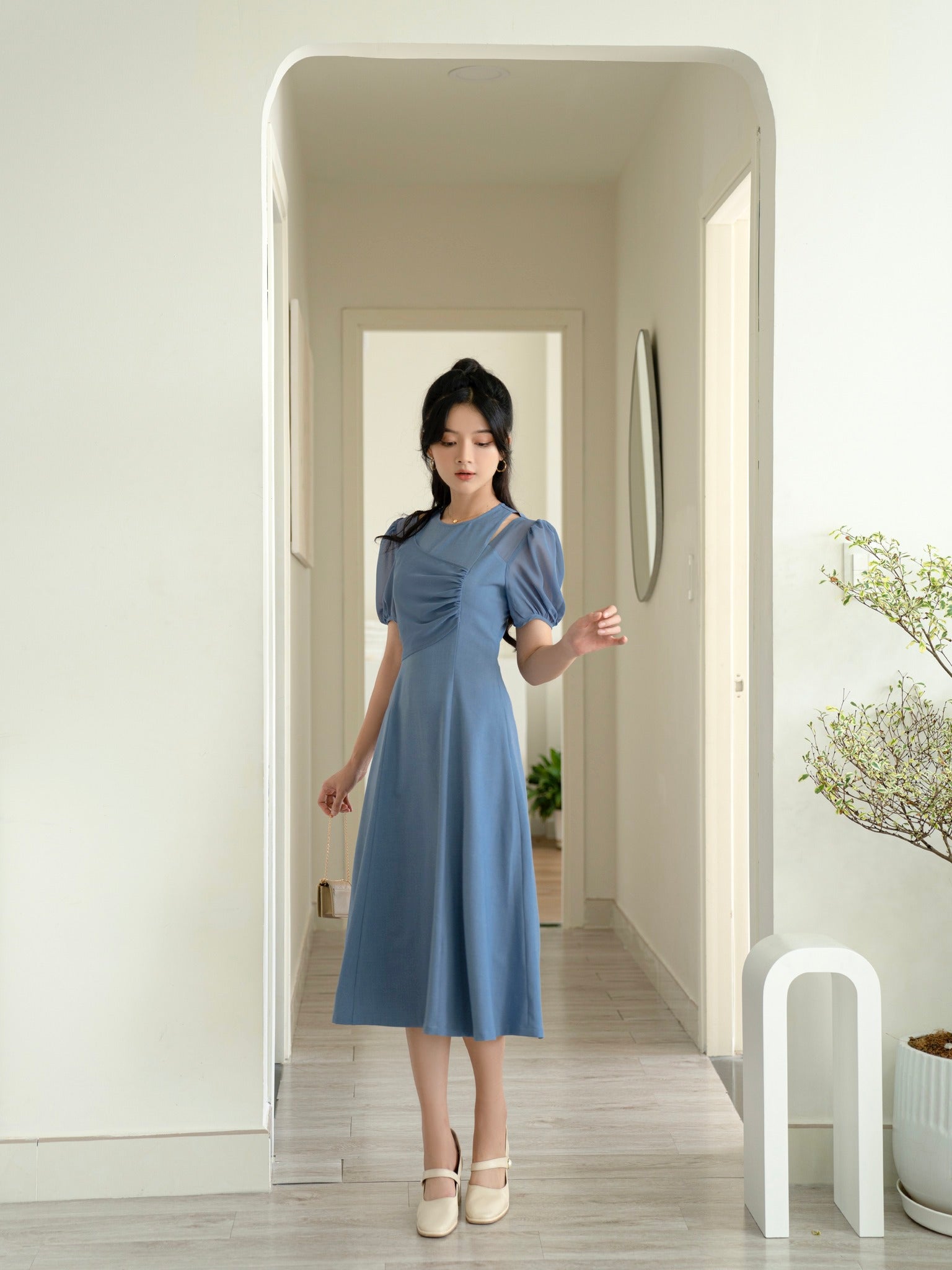 Camie Deep Blue Midi Dress - Gu Fashion | Vietnam Fashion M Camie Deep Blue Midi Dress - Gu Fashion | Vietnam Fashion M