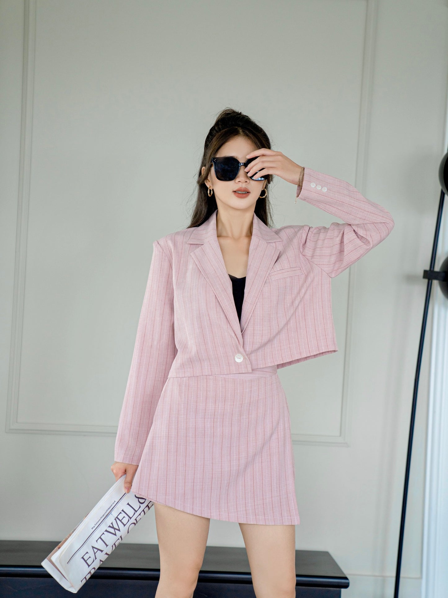Esther Pink Blazer Top and Mini Skirt - Gu Fashion | Vietnam Fashion